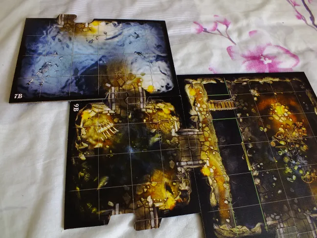 Descent dungeon tiles: fiery caverns, icy corridors and a full assembled map layout · 2