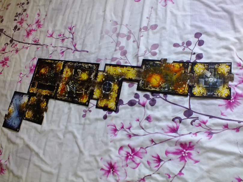 Descent dungeon tiles: fiery caverns, icy corridors and a full assembled map layout · 4